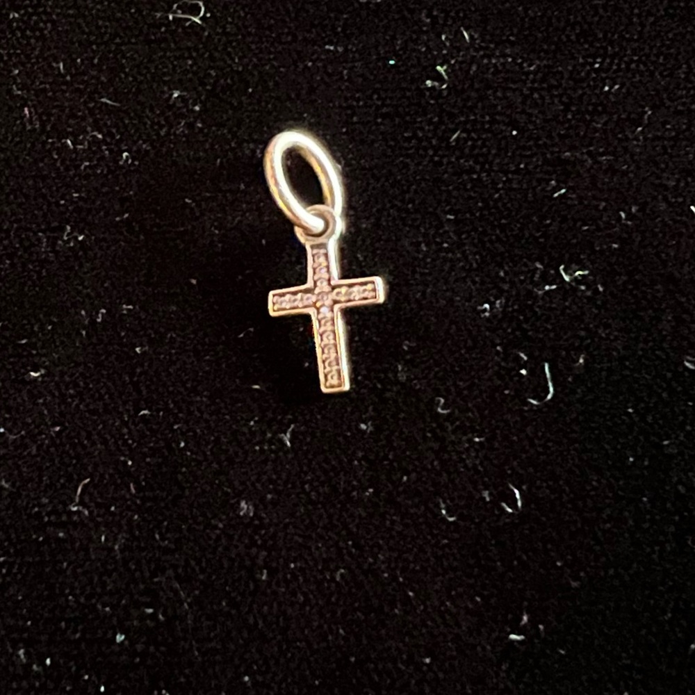 Vintage Pandora Silver Cross with Crystals